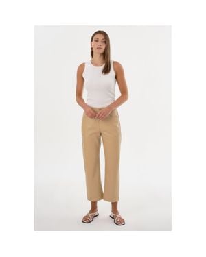 Lamarque Keeghan Faux Leather Cropped Pant - Natural