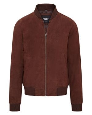 Infinity Leather Soft Goat Suede Ma-1 Varsity Bomber Jacket - Brown