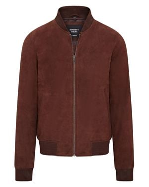 Infinity Leather Soft Goat Suede Ma-1 Varsity Bomber Jacket - Brown