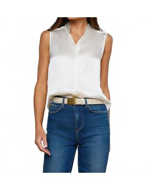 L'Agence Phoebe Sleeveless Band Collar Blouse - Blue