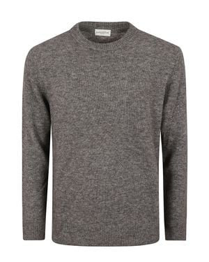 Ballantyne Wool Crewneck Pullover With Tone-On-Tone Diamond Signature - Gray