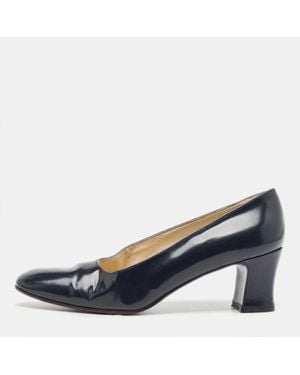 Stuart Weitzman Patent Leather Square Toe Pumps - Blue