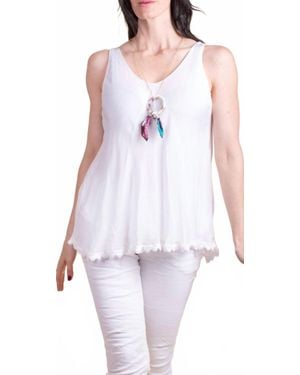 Gigi Moda Carino Silk V-Neck Tank Top - White