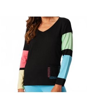 French Kyss Patch Pocket V-Neck Top - Black