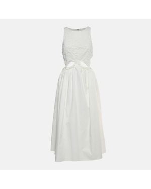 Self-Portrait Cotton And Guipure Lace Cut Out Midi Dress - White