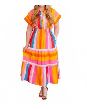 Thml Jenny Mc Stripe Maxi Dress - Orange