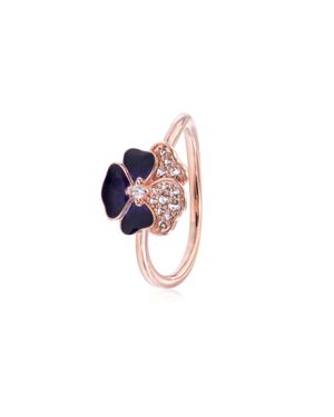 PANDORA Moments Deep Pansy Flower Ring - Black