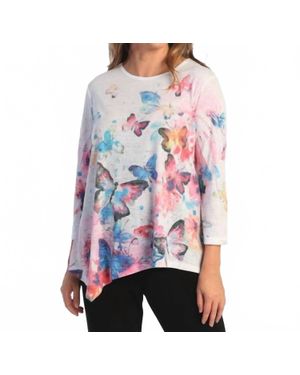 Jess & Jane Fantasia Jersey Burnout Asymmetric Top - Red