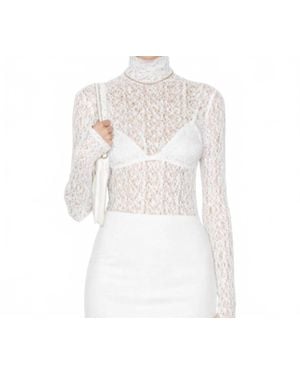 Enza Costa Lace Turtleneck Top - White