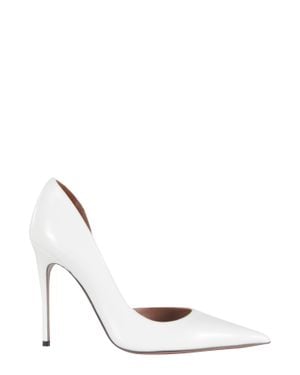 Paris Texas Vera Pointed Plug-Heel Leather Pumps - White