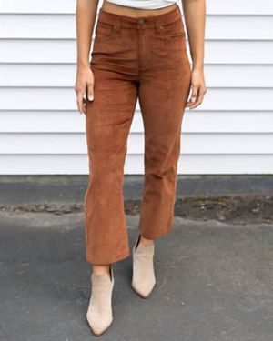 Grace and Lace Corduroy Straight Leg Pants - Brown