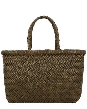 Dragon Diffusion Mini Flat Gora Leather Top Handle Bag - Brown
