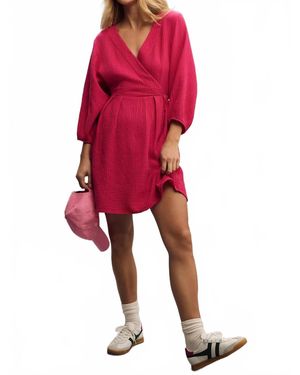 Nation Ltd Hedy Long-Sleeve Wrap Dress - Red
