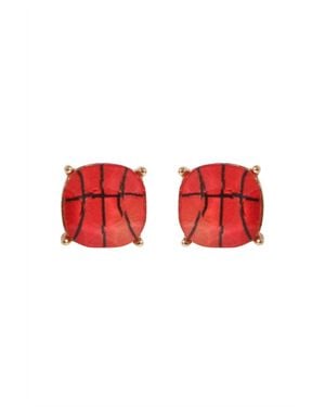 Wholesale Accessory Market Basketball Stud Earrings - Red