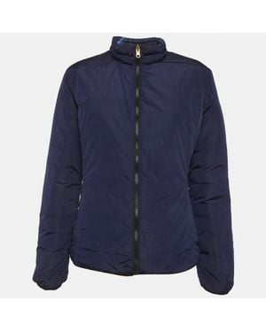 Just Cavalli Avy/Printed Synthetic Quilted Puffer Reversible Jacket - Blue