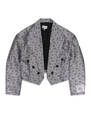 VAQUERA Music Note Jacquard Tuxedo Blazers - Gray