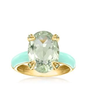 Ross-Simons Prasiolite Ring With Peridot And Pastel Enamel - Green