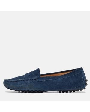 Tod's Suede Gommino Penny Loafers - Blue