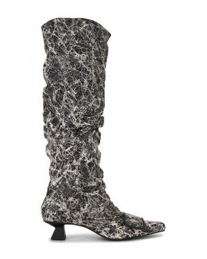 Dirt Cracked Gathered Boots - Black
