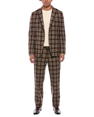 Isaia Capri Wool Suit With Flat Front Pant - Brown