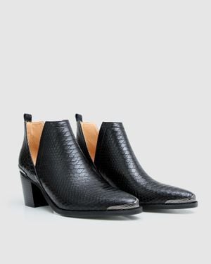 Belle & Bloom Austin Croc Embossed Ankle Boot - Black