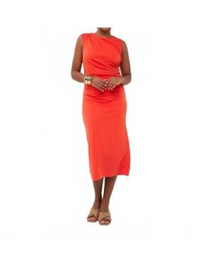 EsQualo Denia Long Gathering Dress - Red