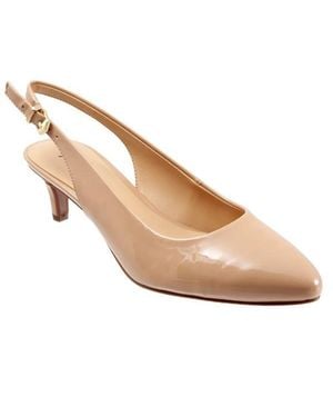 Trotters Keely Pump 7.5 Nude Patent Leather Slingback Kitten Heel Khd1923 - Natural