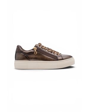 Tamaris Faux Leather Fashion Lace Up Sneakers - Brown