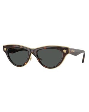 Versace Sunglasses Cat Eye Full Rim, Havana Frame And Dark Lens Ve2273108/87 - Black