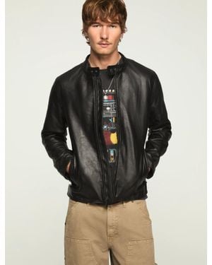 Lucky Brand Clean Leather Bonneville Jacket - Gray
