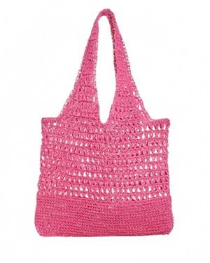 Aqua Handcrafted Crochet Tote Bag - Pink