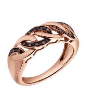 LuvMyJewelry Marvella Sterling 0.07 Ct Diamond Link Ring - Brown