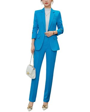 Bossy Chic 2Pc Blazer & Pant Set - Blue