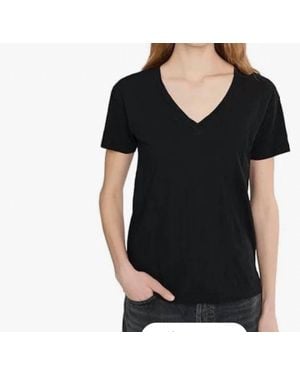 Mod-o-doc Short Sleeves V-Neck Boxy Tee - Black