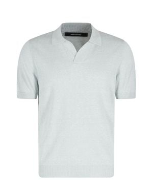 Tagliatore Mastic Keith Short Sleeve Ribbed Trim Linen-Blend Polo Shirt - White