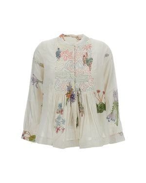Injiri Cotton-Silk Blend Long-Sleeved Shirt - White
