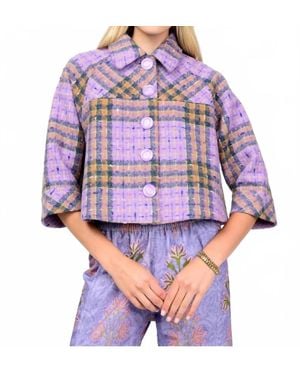 Ivy Jane Swing Plaid Jacket - Purple