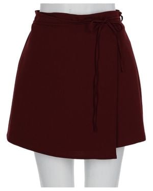 Alysi Burgundy Wrap Mini Skirt With Side Tie Closure - Red