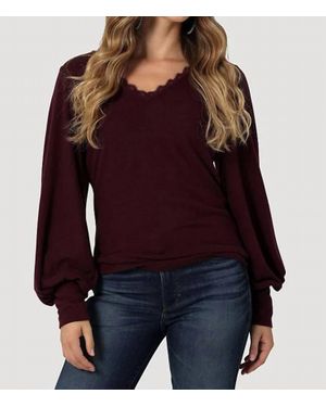 Wrangler Retro Balloon Sleeve Top - Red