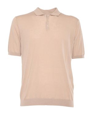Ballantyne Short Sleeved Polo With Classic Collar - Natural