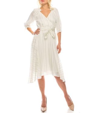 Maison Tara Pinstripe A-Line Dress - Natural
