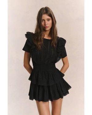 LoveShackFancy Natasha Mini Dress - Black