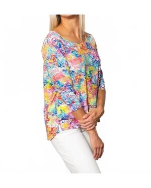 Sno Skins V-Neck Top With Flounce Sleeves - Blue