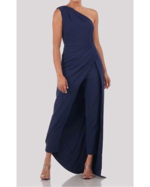 Kay Unger One Shoulder Jumpsuit - Blue