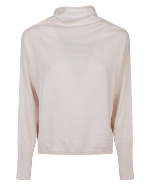 Aragona Relaxed Fit Virgin Wool Turtleneck Sweater - White