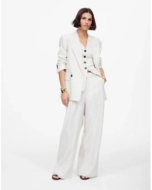 Madewell The Superwide-Leg Pants Ivory Pinstripe Pleated Trouser Red93 - White