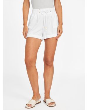 Guess Crista Woven Linen-Blend Shorts - White