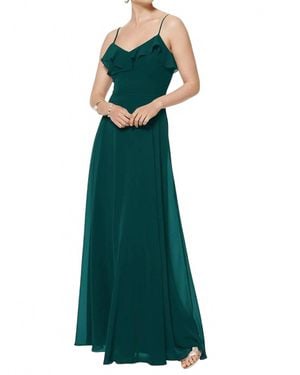 Bill Levkoff Chiffon Spaghetti Strap Gown - Green