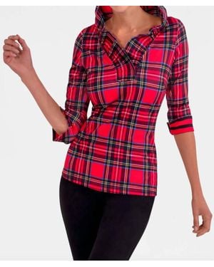 Gretchen Scott Stand Up Ruffle Neck Top - Red