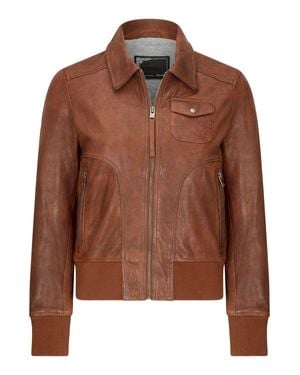 TruClothing Leather Bomber Jacket - Brown